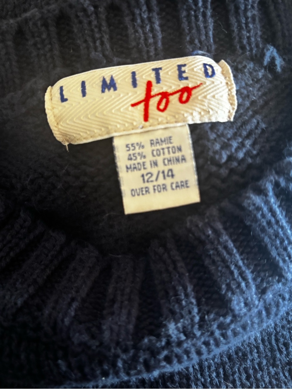 Limited Too Navy Knit Sweater with American Flag Thick Knit Cotton Small - Picture 3 of 3